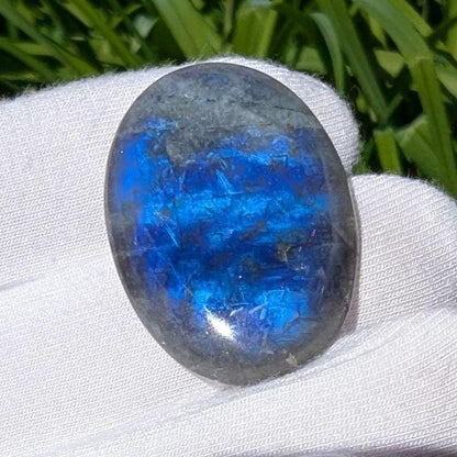 23ct Blue Flash Canadian Labradorite - Tabor Island, Nain, Labrador, Canada - Oval Cabochon - The Original Labradorite