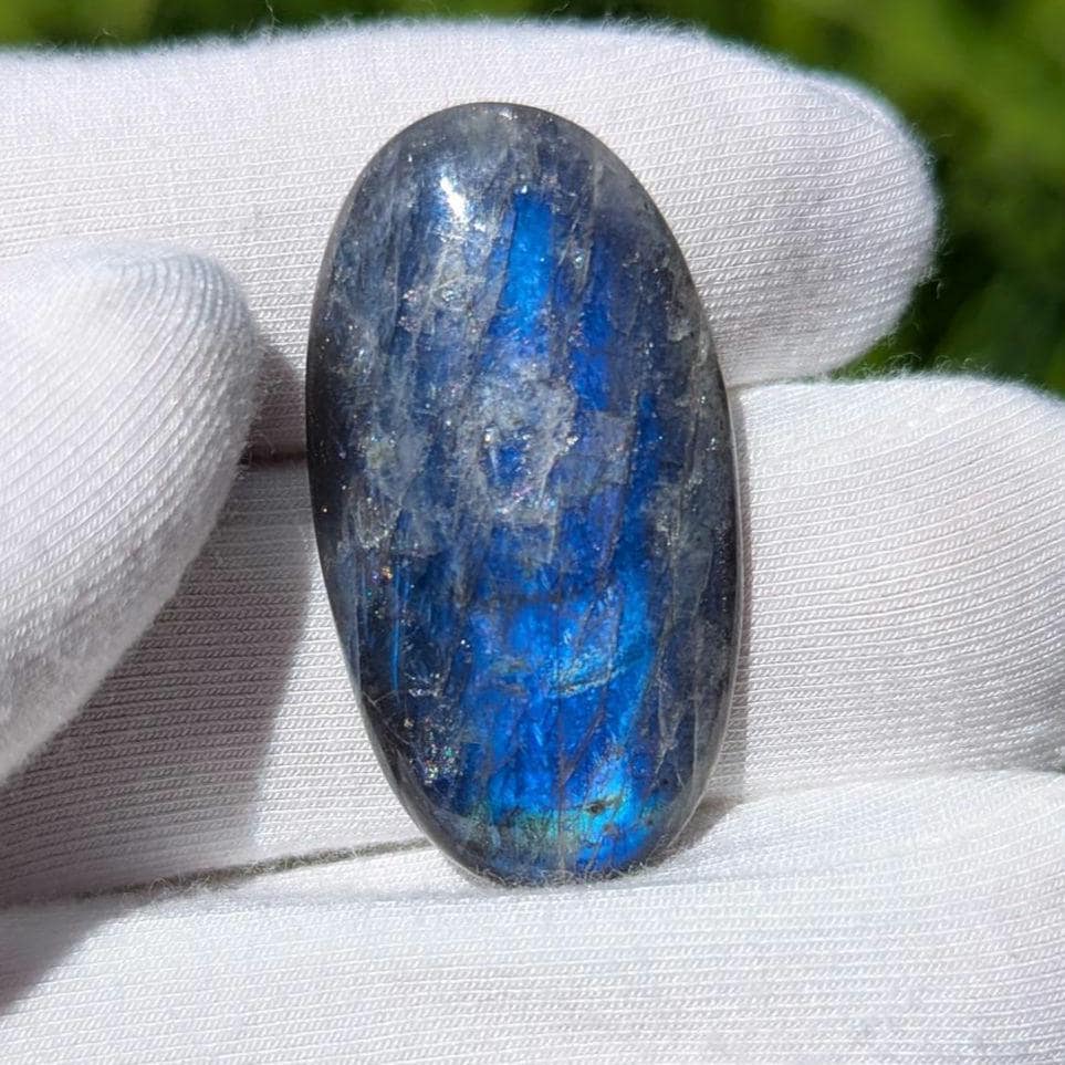 29ct Blue Flash Canadian Labradorite - Tabor Island, Nain, Labrador, Canada - Oval Cabochon - The Original Labradorite