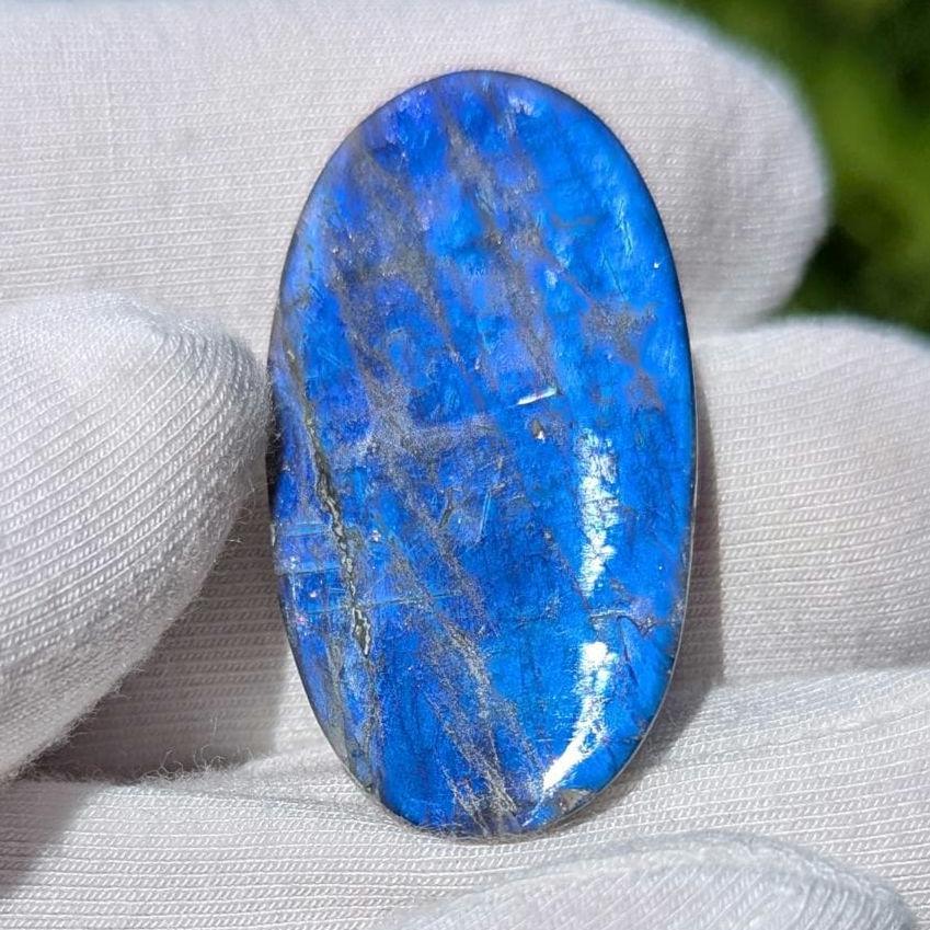 29ct Blue Flash Canadian Labradorite - Tabor Island, Nain, Labrador, Canada - Oval Cabochon - The Original Labradorite