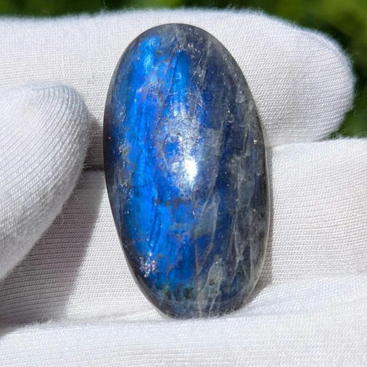 29ct Blue Flash Canadian Labradorite - Tabor Island, Nain, Labrador, Canada - Oval Cabochon - The Original Labradorite