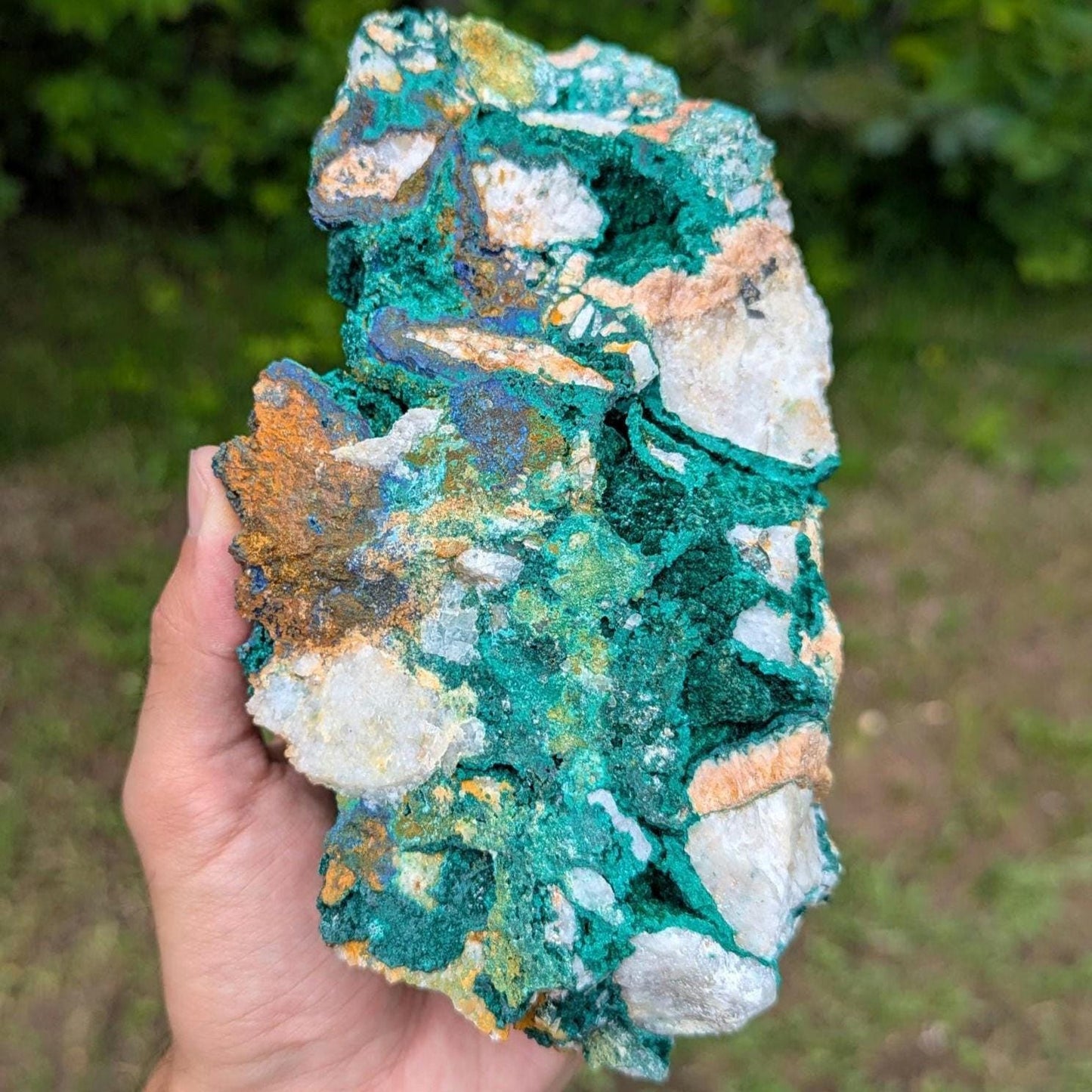 1.92kg Malachite with Azurite - Sidi Ayad, Morocco - Large Natural Malachite Mineral Specimen
