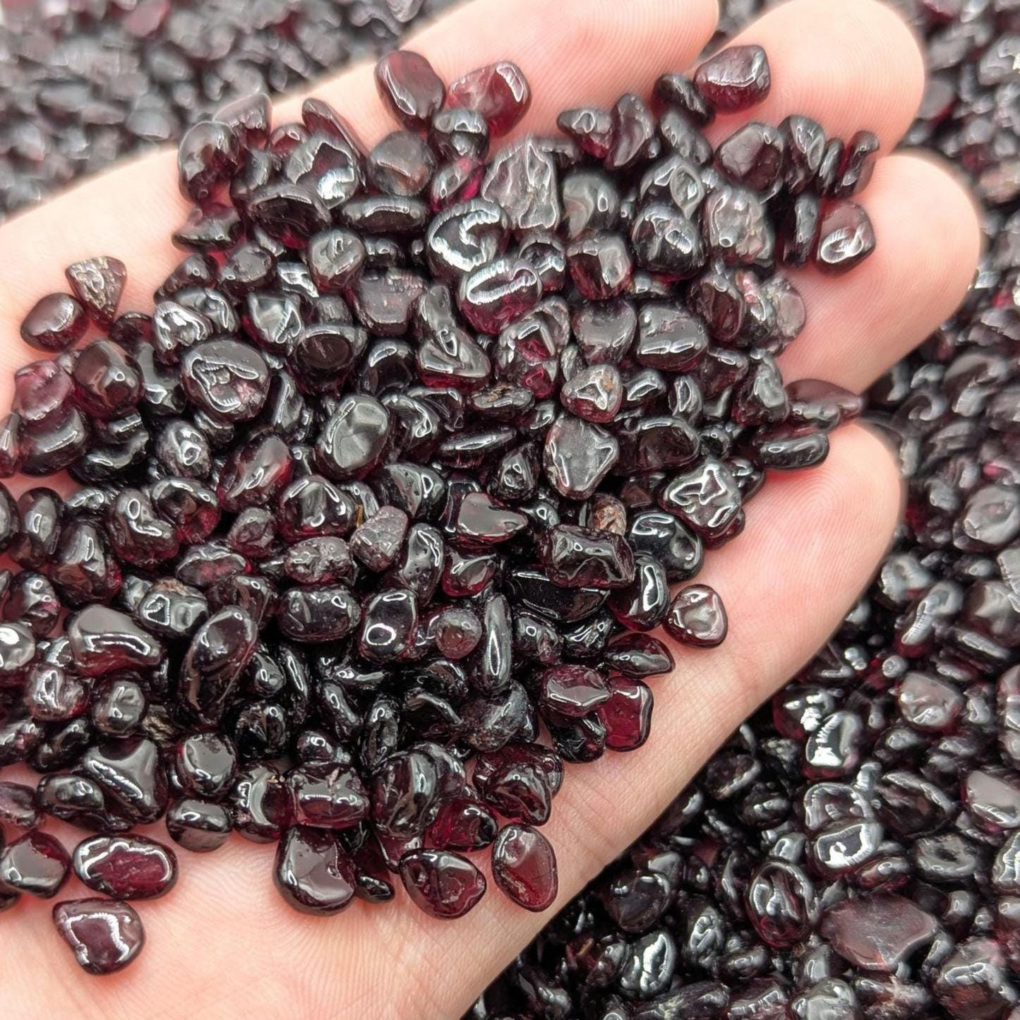 Garnet Gravel Lot - 5 to 10mm Tumbled Chips - India - Natural Red Almandine Garnet - Polished Loose Gemstones