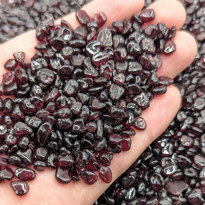 Garnet Gravel Lot - 5 to 10mm Tumbled Chips - India - Natural Red Almandine Garnet - Polished Loose Gemstones
