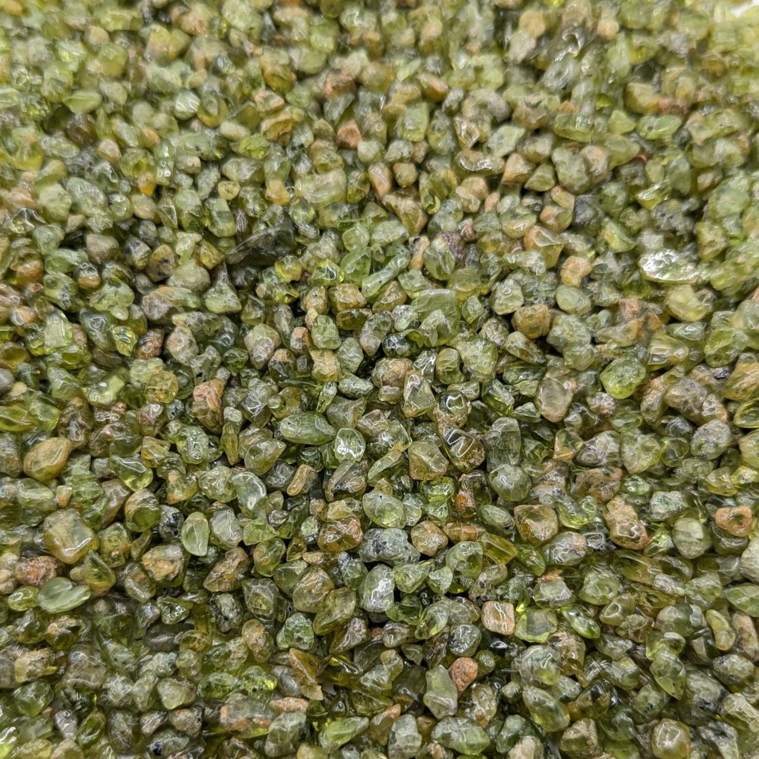 Olivine Gravel Lot - 4 to 10mm Tumbled Chips - Jilin, China - Natural Green Peridot Olivine - Polished Loose Gemstones