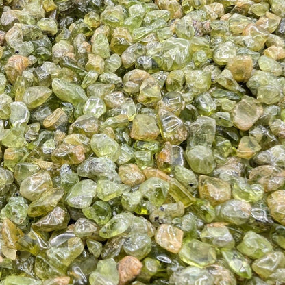 Olivine Gravel Lot - 4 to 10mm Tumbled Chips - Jilin, China - Natural Green Peridot Olivine - Polished Loose Gemstones
