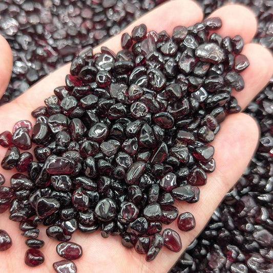 Garnet Gravel Lot - 5 to 10mm Tumbled Chips - India - Natural Red Almandine Garnet - Polished Loose Gemstones