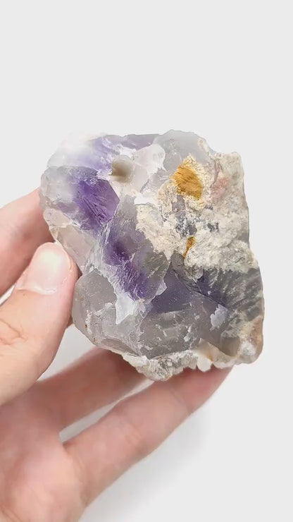 292g Grey & Purple Fluorite Crystal Cluster Natural Raw Purple Fluorite Mineral Specimen Balochistan Pakistan Cubic Fluorite Crystal Rock