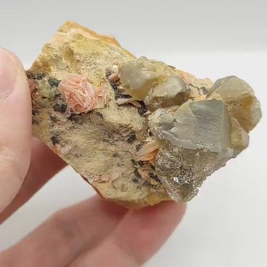 178g Cerussite with Peach Barite - UV Reactive Minerals