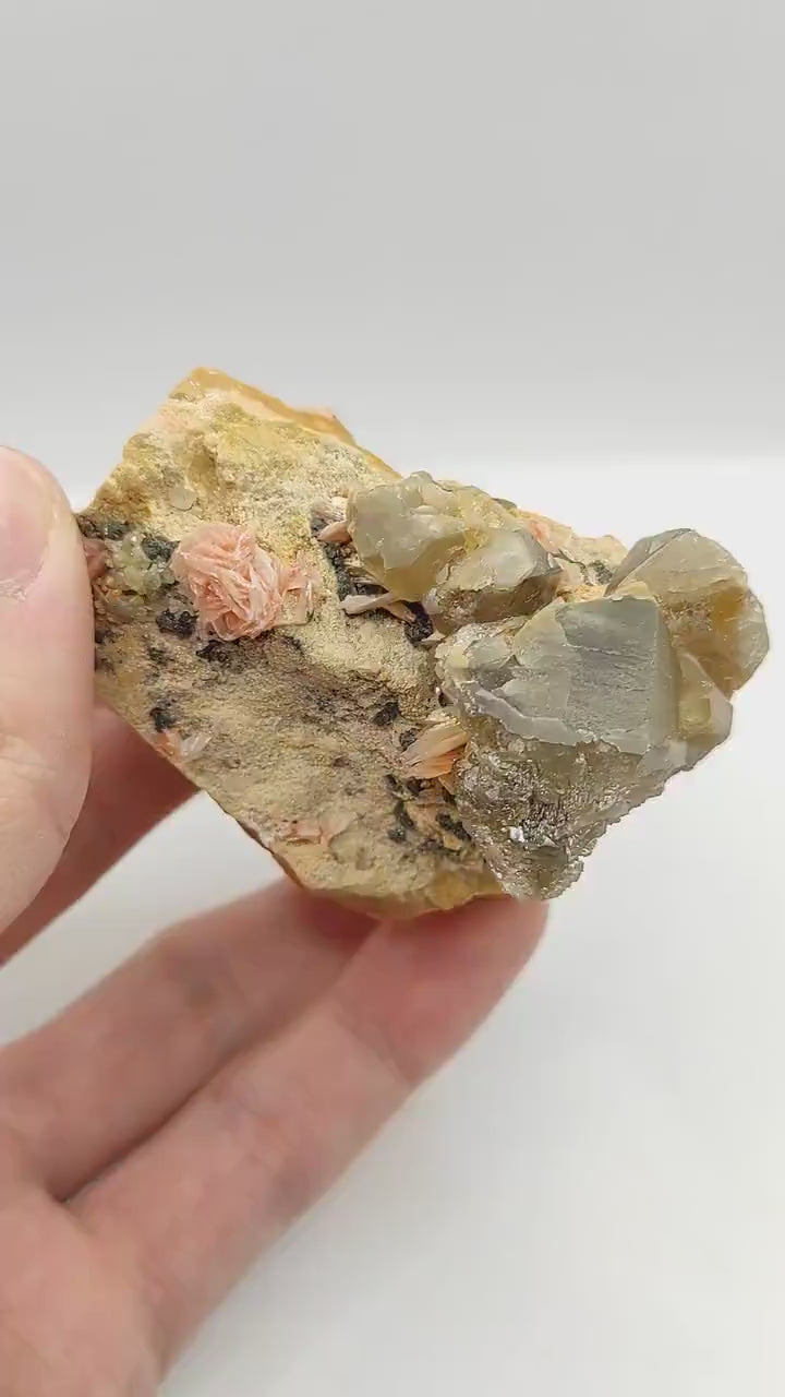 178g Cerussite with Peach Barite - UV Reactive Minerals