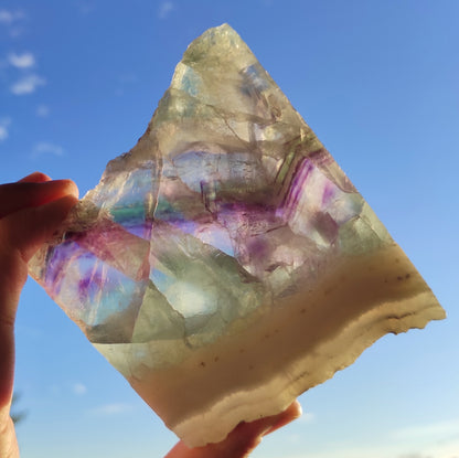 342g Polished Rainbow Fluorite Slab