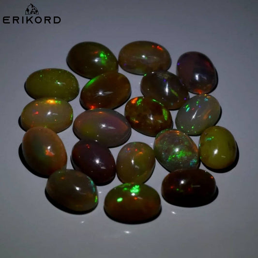 10.31ct Ethiopian Opal Lot 18pcs Oval Opal Cabochon Natural Untreated Opal Cabs Gem Lot Loose Opals Flashy Opals Play of Colour Opal Cab