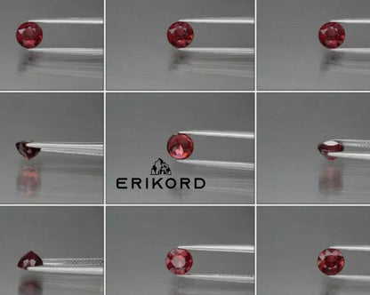 1.55ct Faceted Rhodolite Garnet Round Red Garnet Gemstones Natural Unheated Rhodolite Garnet Untreated Gems Loose Gemstone Rhodolite