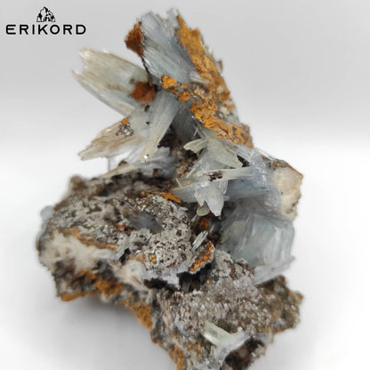 296g Blue Barite on Limonite Matrix with Psilomelane Raw Light Blue Barite Morocco Natural Mineral Specimen Collectors Piece Rare Crystals