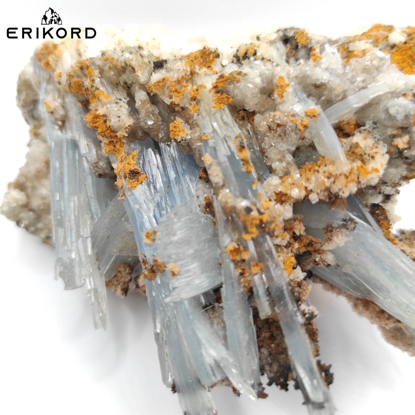 453g Blue Barite on Limonite Matrix with Psilomelane Raw Light Blue Barite Morocco Natural Mineral Specimen Collectors Piece Rare Crystals
