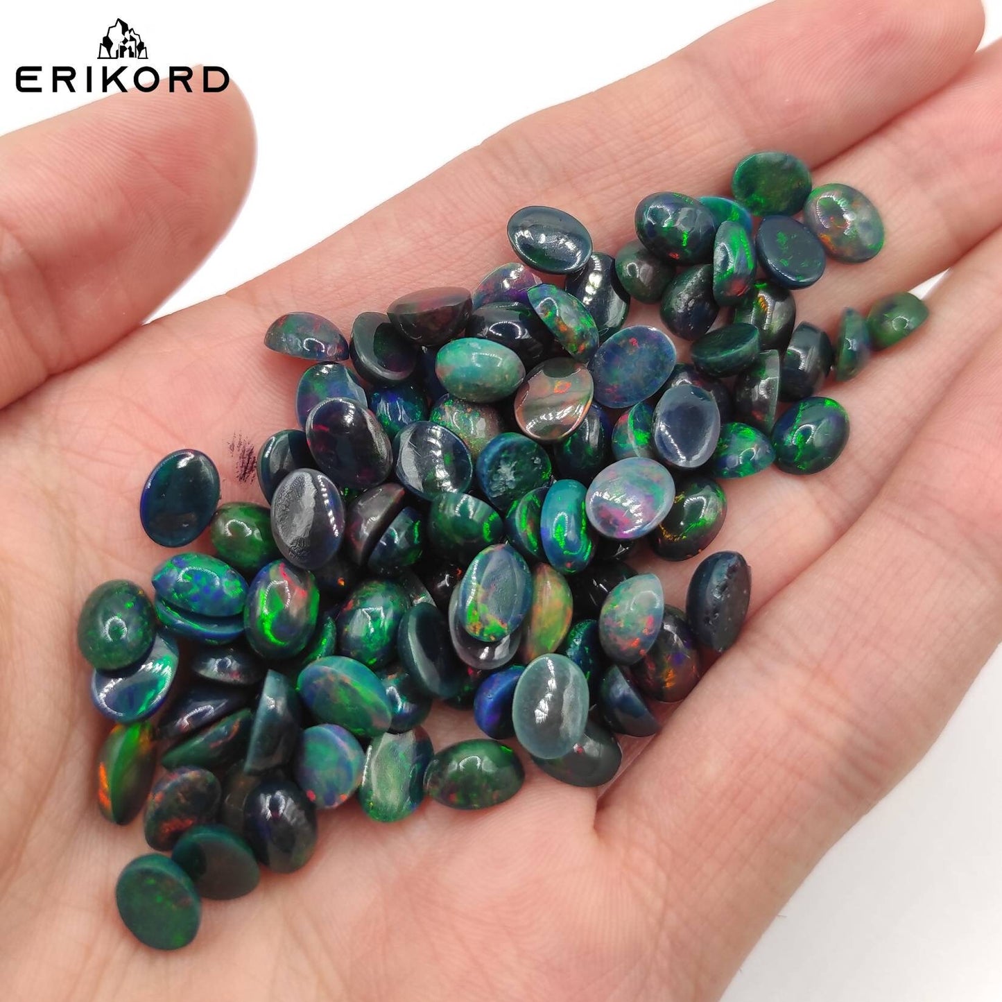 1/3/5/10pcs Ethiopian Black Opals 8x6mm Dark Coloured Opal Gemstones Lot Loose Opals Super Flashy Opal Gems Natural Untreated Gem Oval Opal
