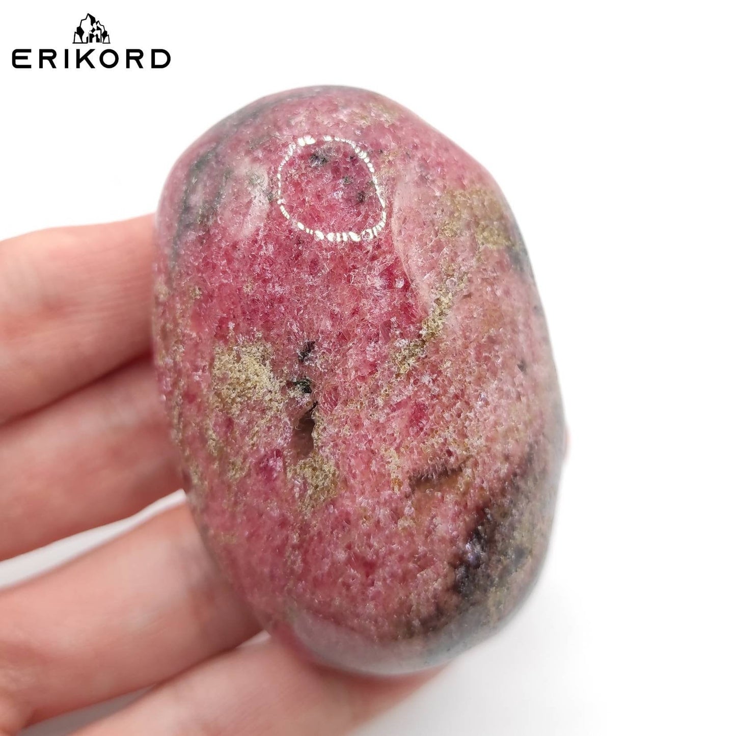153g Rhodonite Crystal Palm Stone Polished Oval Stone Valentine's Day Crystal Gift Pink Crystals Untreated Rhodonite Polished Oval Gem