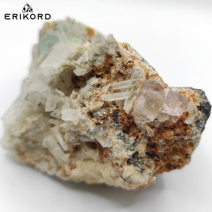 249g Aquamarine Crystal Cluster with Pink Morganite Specimen from Shigar Pakistan Natural Mineral Specimen Raw Aquamarine Rough Gem Stone