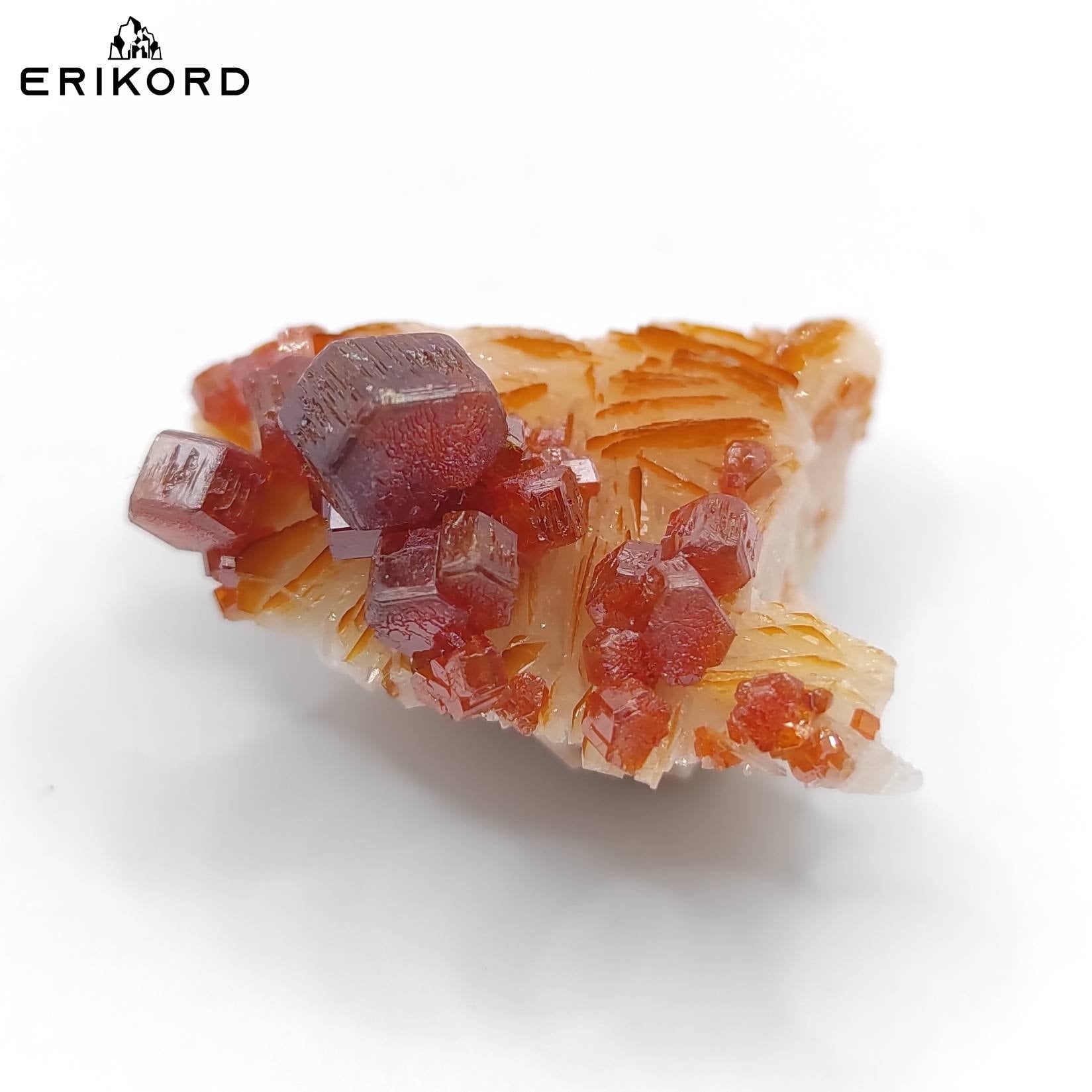 17g Vanadinite with White Barite Crystal Specimen Natural Vanadinite Morocco Raw Crystal Cluster Red Orange Vanadinite Rough Gem Crystal