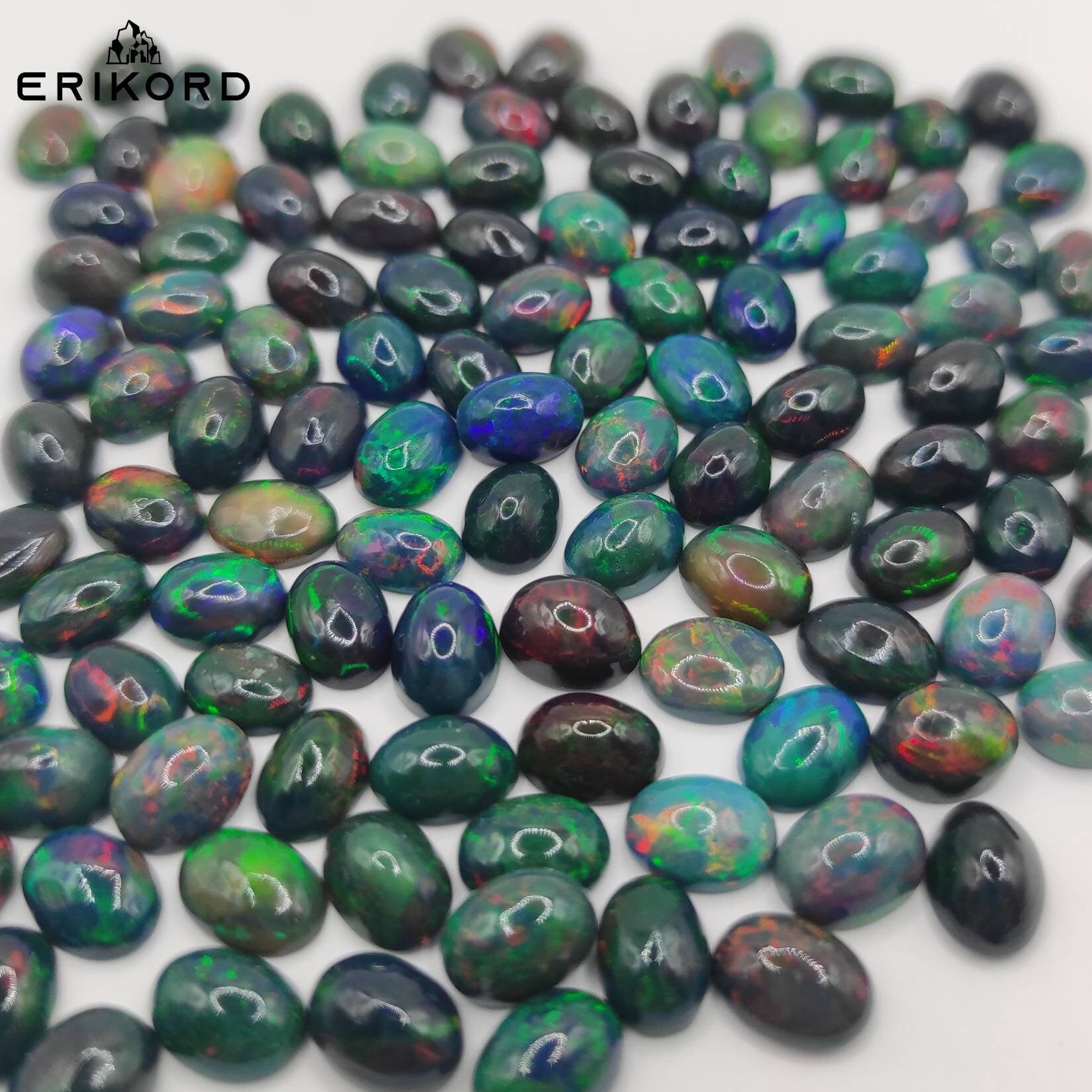 1/3/5/10pcs Ethiopian Black Opals 8x6mm Dark Coloured Opal Gemstones Lot Loose Opals Super Flashy Opal Gems Natural Untreated Gem Oval Opal