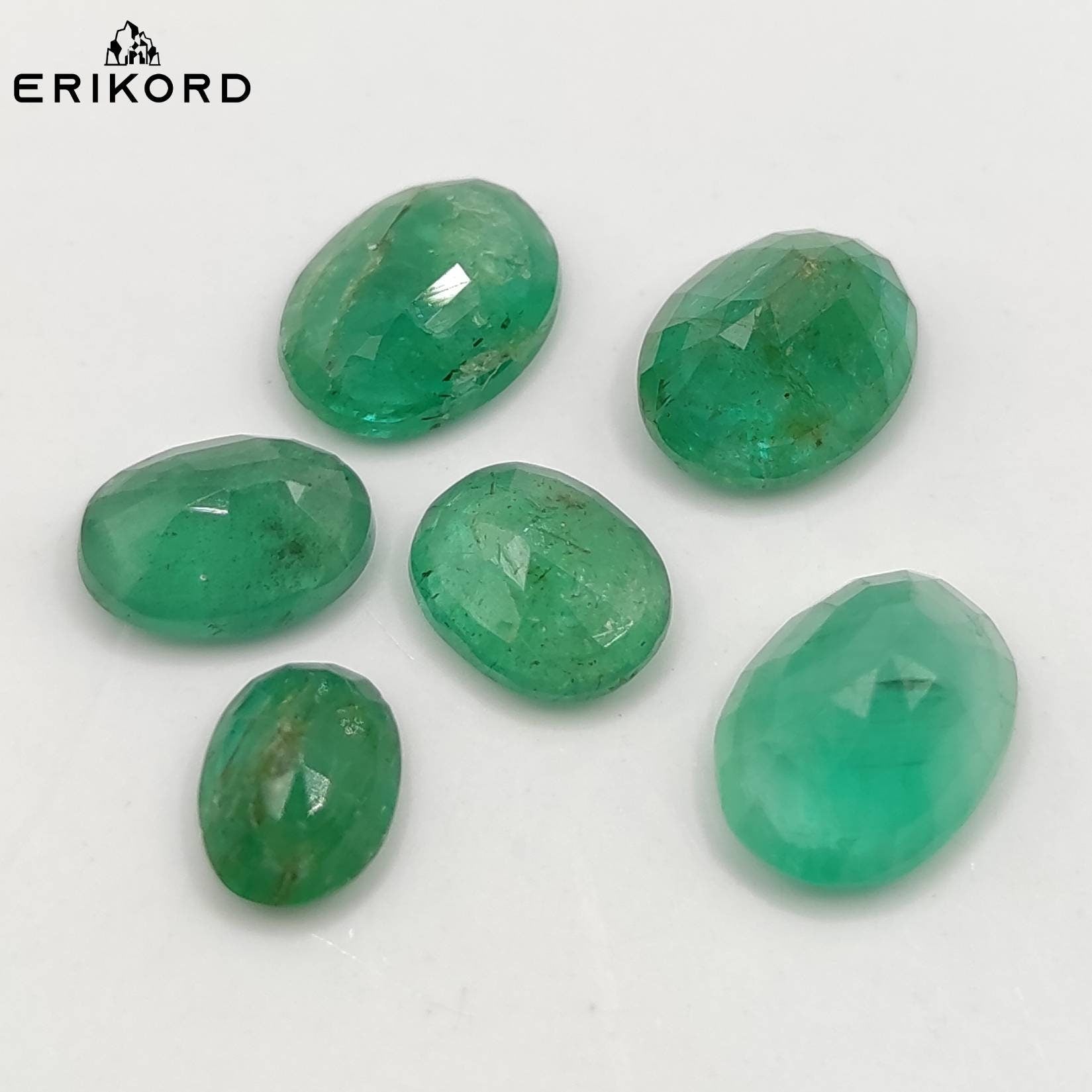7.75ct Lot of Emerald Green Emerald Zambian Emeralds Loose Gems Untreated Emerald Faceted Oval Cut Gemstone Ring Earrings Cut Gems Polished