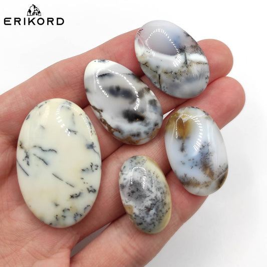 132ct Lot of Dendritic Opal Cabochons Oval Polished Shape Cabochon Lot Black & White Dendrite Agate Gemstone Cabochons Natural Dendrites