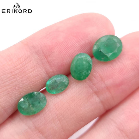 5.60ct Lot of Emerald Green Emerald Zambian Emeralds Loose Gems Untreated Emerald Faceted Oval Cut Gemstone Ring Earrings Cut Gems Polished