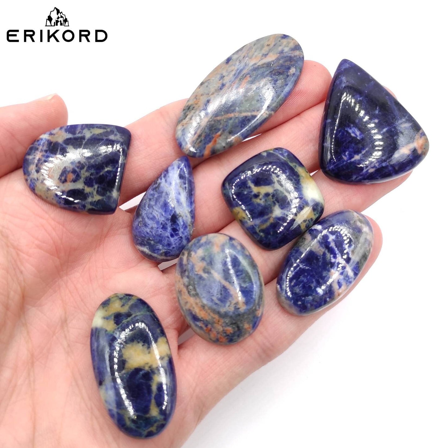 193ct Lot of Sodalite Cabochons Natural Blue Sodalite Mixed Shape Polished Cabochon Lot Natural Sodalite from Russia Loose Cabochon Gems