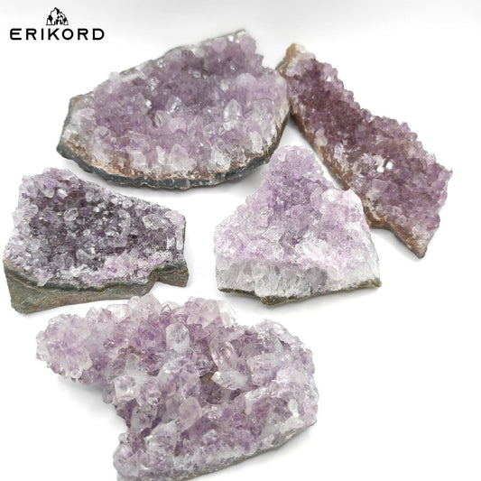 Unique Lot! 481g 5pcs Amethyst Clusters from Uruguay Natural Lavender Amethyst Light Purple Amethyst Crystal Cluster Bulk Amethyst Crystals