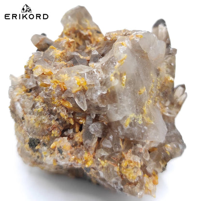 174g Yellow Zircon & Smoky Quartz Cluster with Feldspar and Aegerine Natural Mineral Cluster Malawi Raw Brown Quartz Specimen Unique Crystal