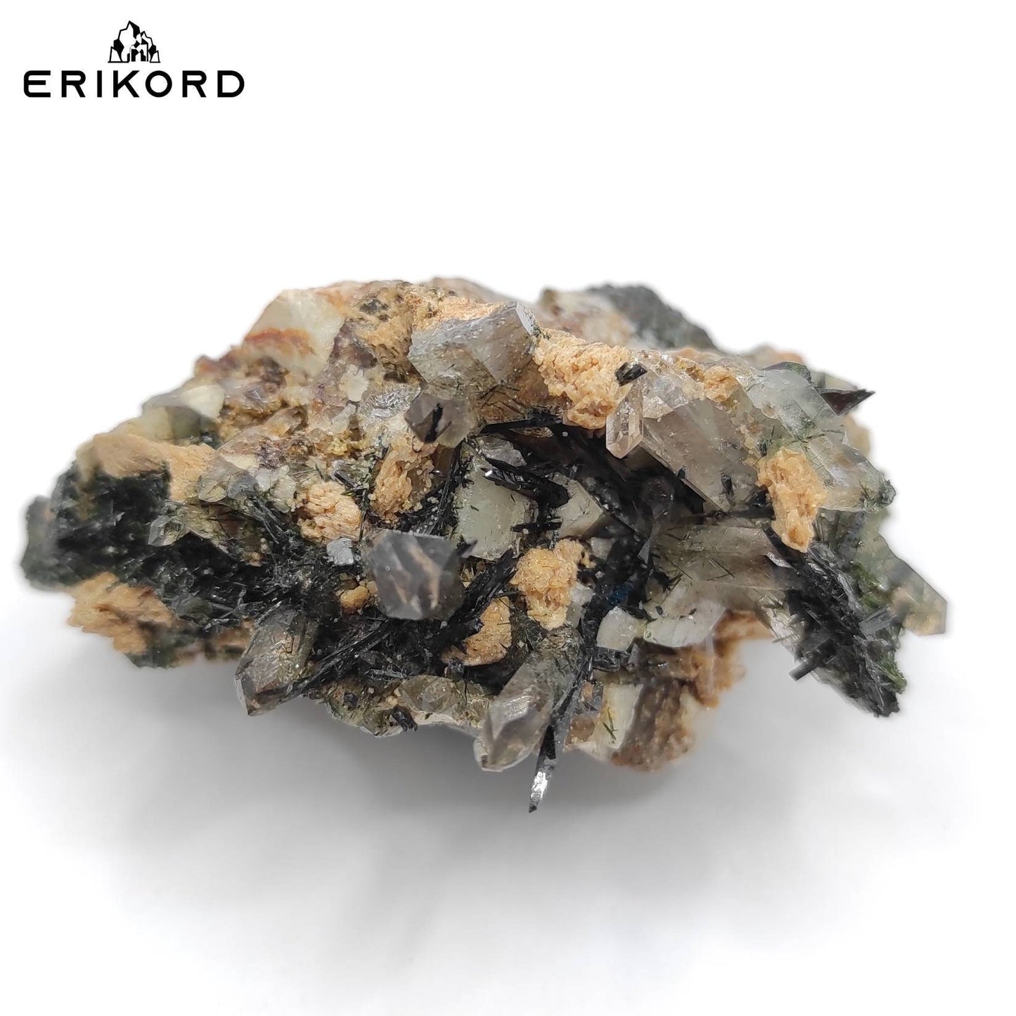 54g Smoky Quartz with Aegerine and Feldspar Natural Mineral Cluster Malawi Raw Black Aegerine Specimen Unique Crystal Cluster Rough Minerals