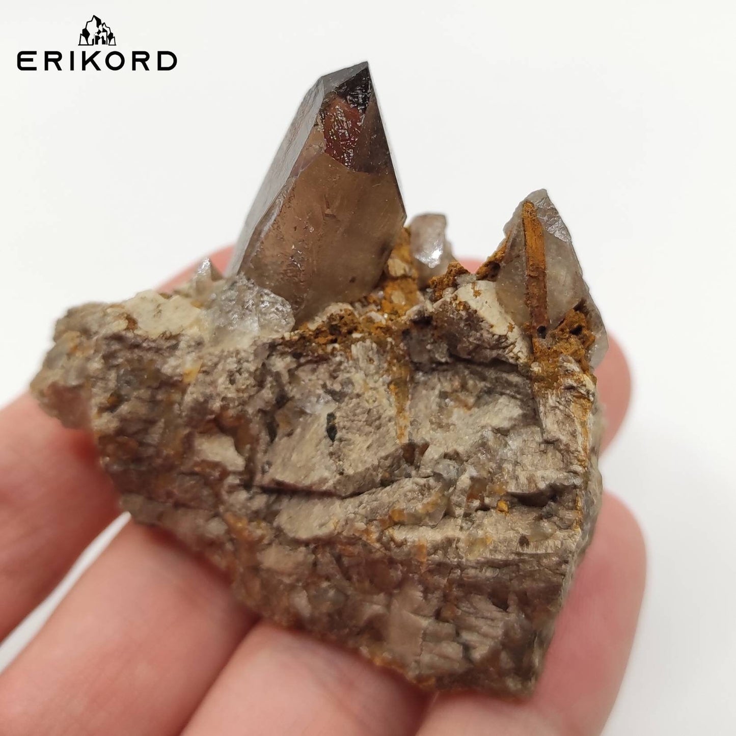 57g Smoky Quartz Point with Feldspar Natural Mineral Cluster Malawi Raw Brown Quartz Specimen Unique Crystal Cluster Rough Minerals