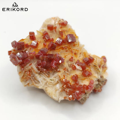 153g Vanadinite with White Barite Crystal Specimen Natural Vanadinite Morocco Raw Crystal Cluster Red Orange Vanadinite Rough Gem Crystal