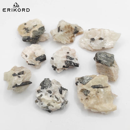 54g 9pc Fluororichterite in Calcite Crystal Lot Natural Black Raw Mineral Crystals Wilberforce Ontario Fluororichterite Gem Rough Loose Gems