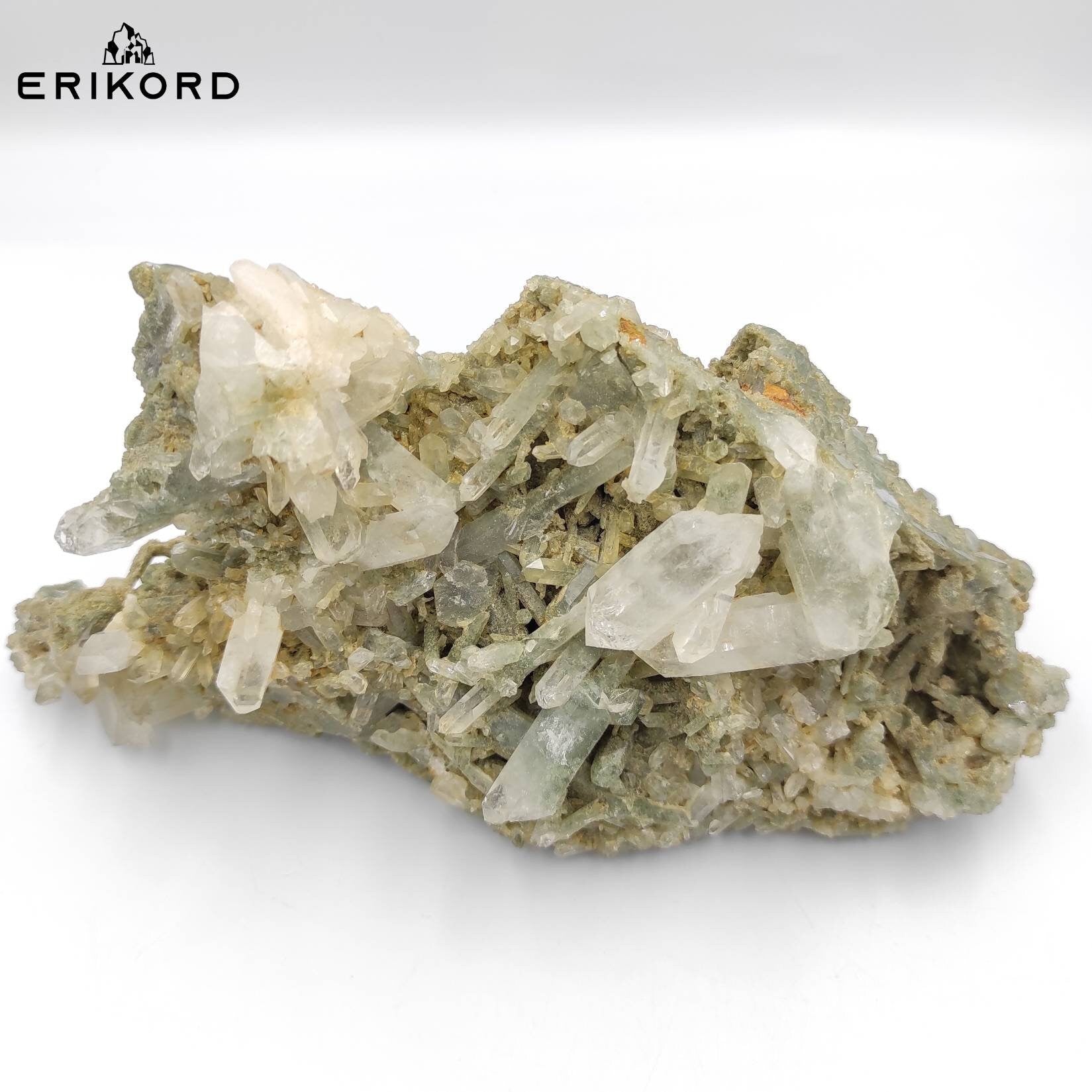 882g Large Chlorine Quartz Crystal Cluster Natural Green Quartz Mineral Cluster Quartz Crystals Pakistan Rough Specimen Clear Quartz Point