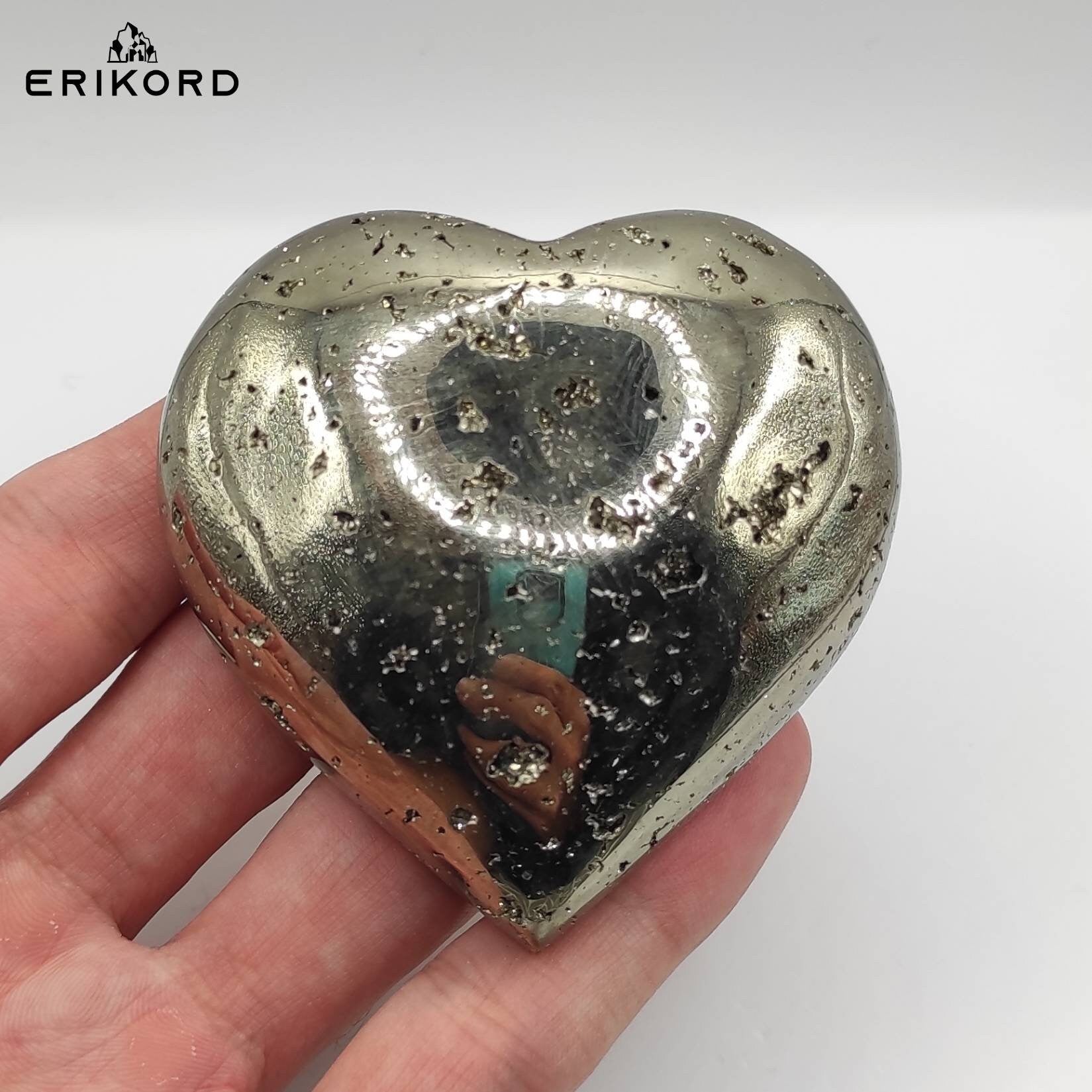 272g Pyrite Heart from Peru - Polished Crystal Heart - Polished Mineral Specimen - Natural Pyrite Mined and Polished in Peru - Silver Pyrite
