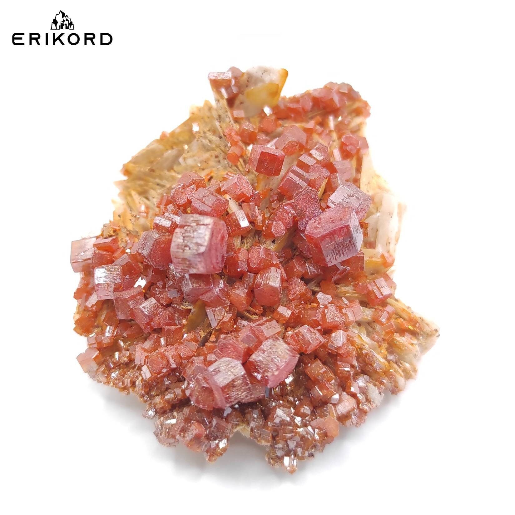 66g Vanadinite with White Barite Crystal Specimen Natural Vanadinite Morocco Raw Crystal Cluster Red Orange Vanadinite Rough Gem Crystal