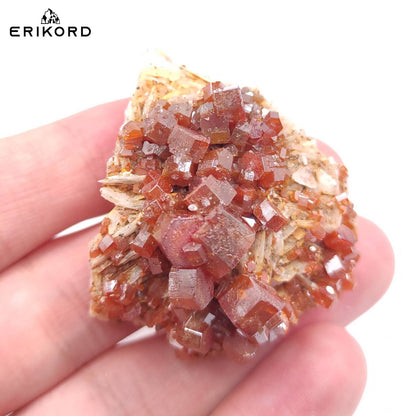 56g Vanadinite with White Barite Crystal Specimen Natural Vanadinite Morocco Raw Crystal Cluster Red Orange Vanadinite Rough Gem Crystal