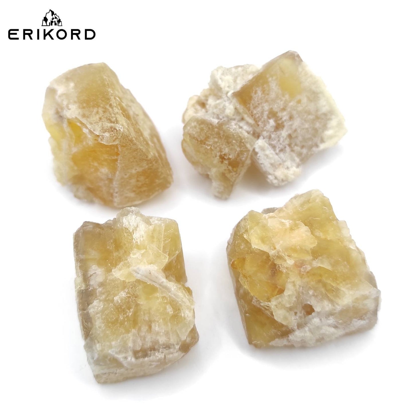 123g 4pcs Yellow Fluorite Lot from Morocco - Sidi Ayad Fluorite - Raw Fluorite Crystals - Cubic Fluorite Mineral Specimens - Rough Fluorite