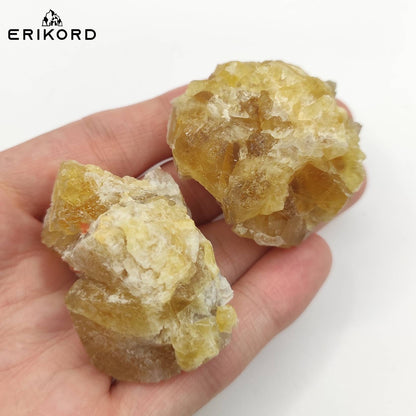 120g 2pcs Yellow Fluorite Lot from Morocco - Sidi Ayad Fluorite - Raw Fluorite Crystals - Cubic Fluorite Mineral Specimens - Rough Fluorite
