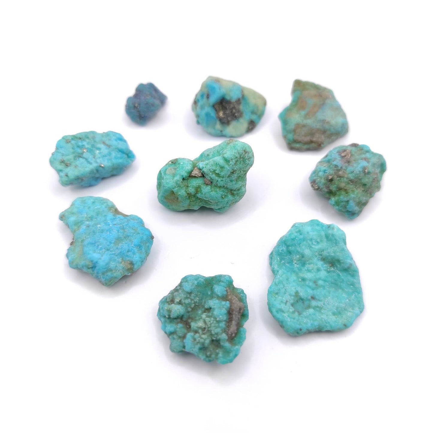 25.55g 9pcs Campitos Turquoise Lot Stabilized Turquoise Nuggets Sonora Mexico Blue Turquoise Genuine Turquoise with Pyrite Rough Turquoise