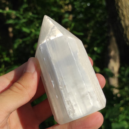 10cm Small Selenite Point - Polished Satin Spar - Small Selenite Obelisk - Desk Decor - Selenite Tower - Crystal Point - Crystal Charging