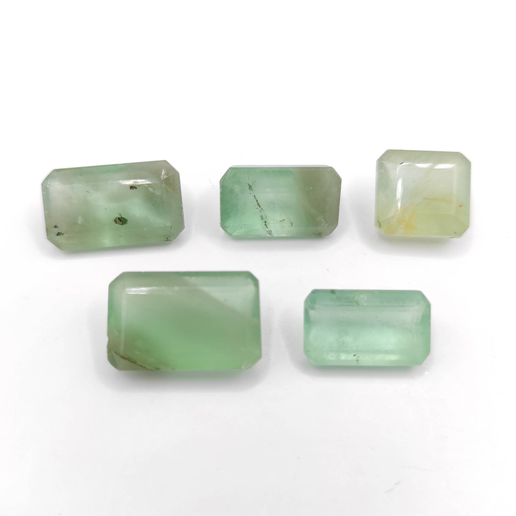 95ct 5pc Lot of Fluorite - Faceted Fluorite Gemstones - Pakistan Green Fluorite Cut Gems - Natural Fluorite Loose Stones - Loose Gemstones