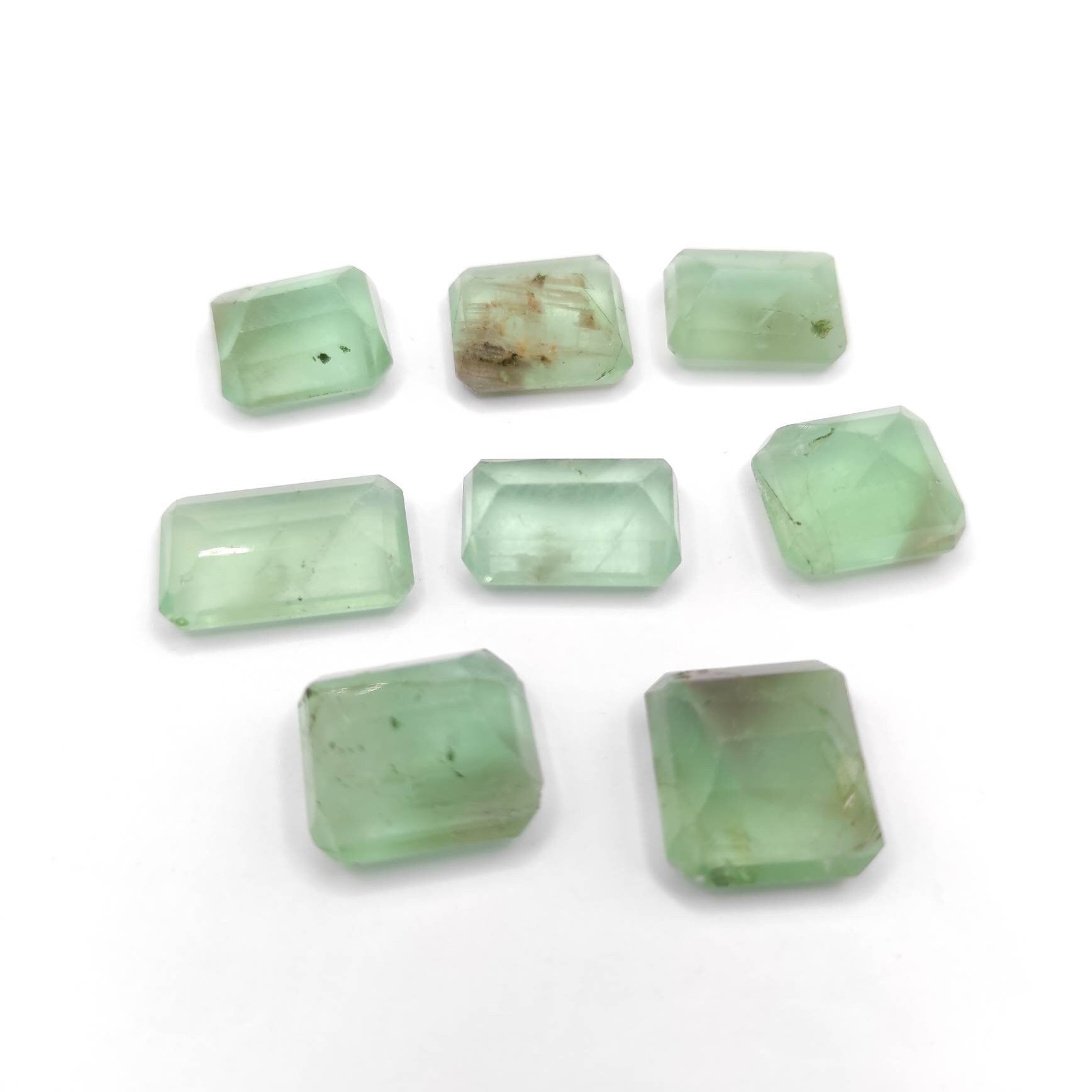 96ct 8pc Lot of Fluorite - Faceted Fluorite Gemstones - Pakistan Green Fluorite Cut Gems - Natural Fluorite Loose Stones - Loose Gemstones
