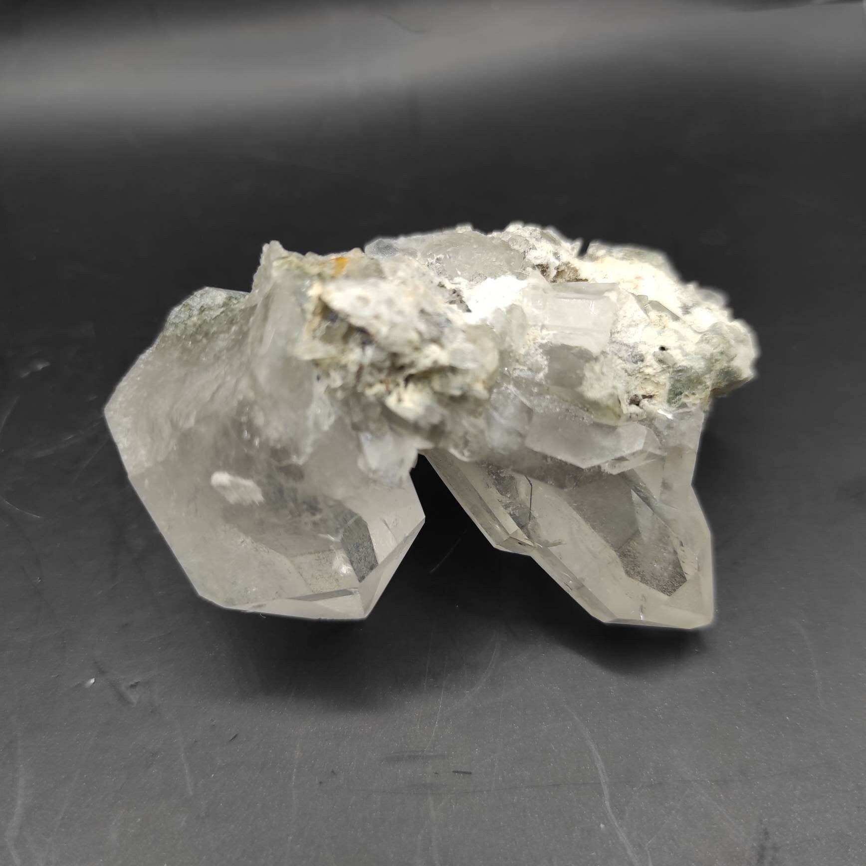 63g Clear & Chlorite Quartz - White Quartz Mineral with Green Chlorite Quartz - Natural Crystal Specimen - Pakistan Rough Quartz Mineral