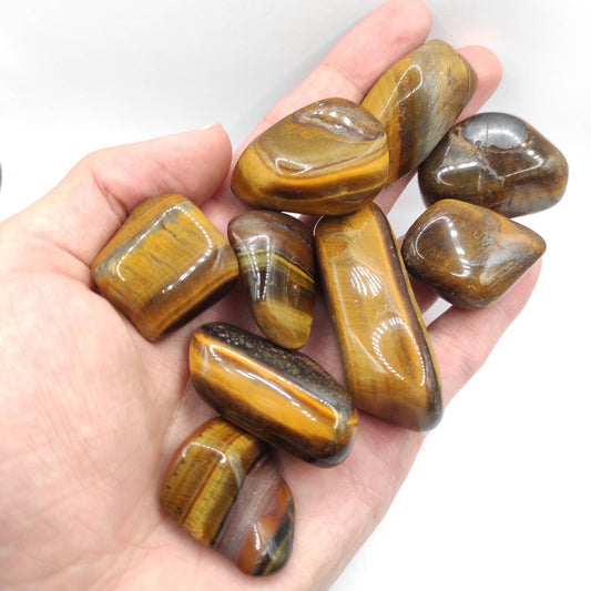235g Unique Lot of Tiger Eye Tumbles Natural Tiger's Eye Polished Stones Tumbled 25-55mm Brown Tiger Eye Gemstone South Africa Loose Tumbles