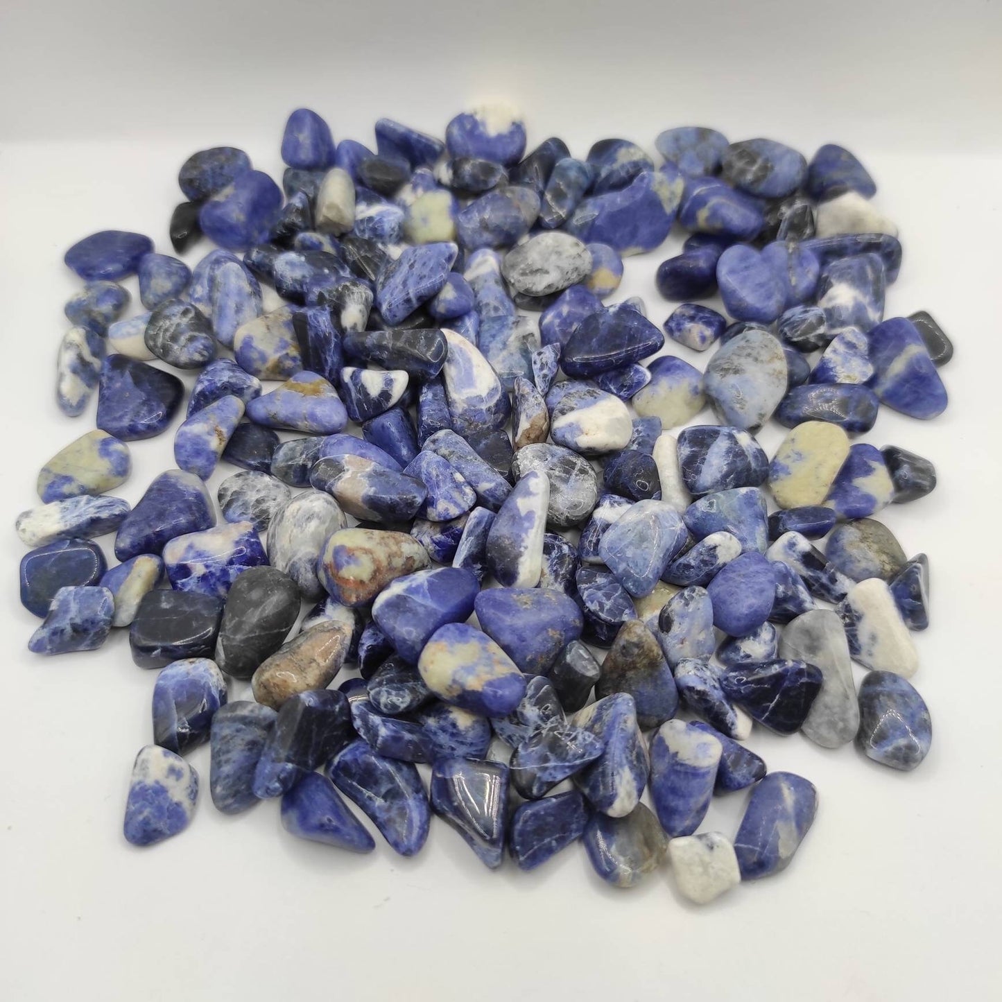 228g Unique Lot of Sodalite Gravel 8-18mm Polished Blue Sodalite Tumbled Stones Natural India Sodalite Loose Gemstones Crystal Gravel