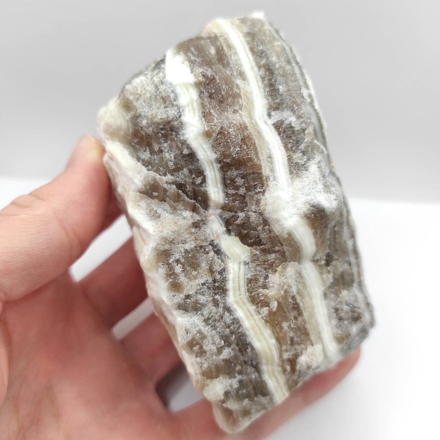 541g Zebra Calcite Stone Rough Zebra Calcite Crystal Specimen Raw Minerals Yellow and Brown Calcite Chihuahua Mexico Calcite Rock Natural