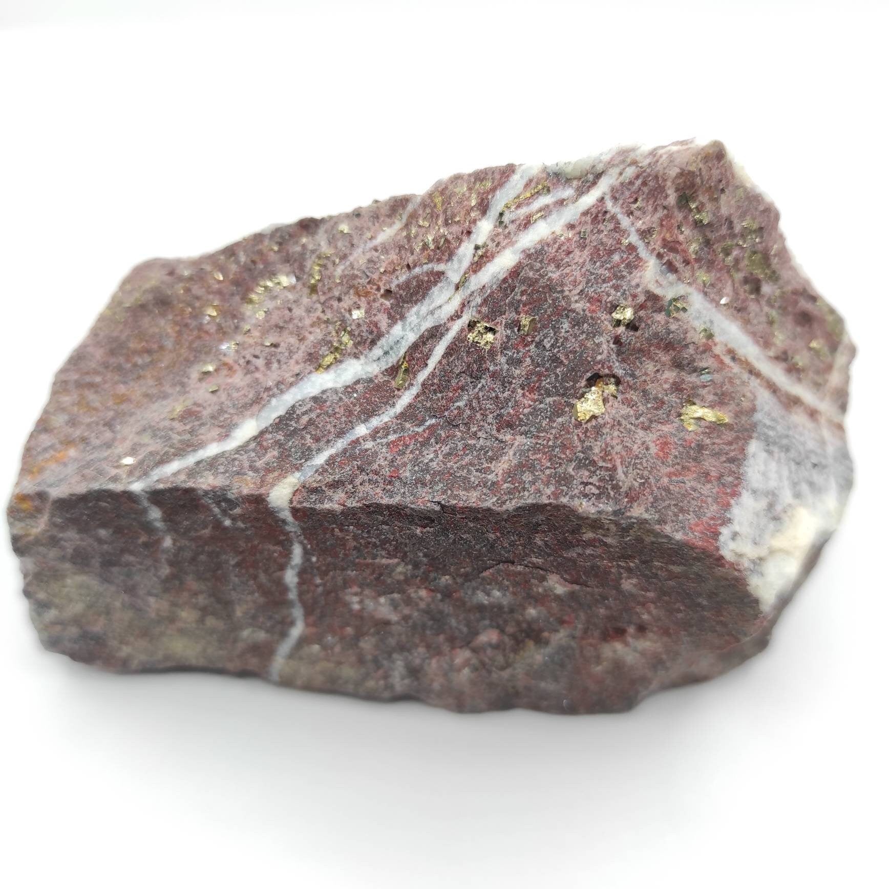 495g Pyrite and Molybdenite in Red Quartzite - Sherbrooke, Quebec