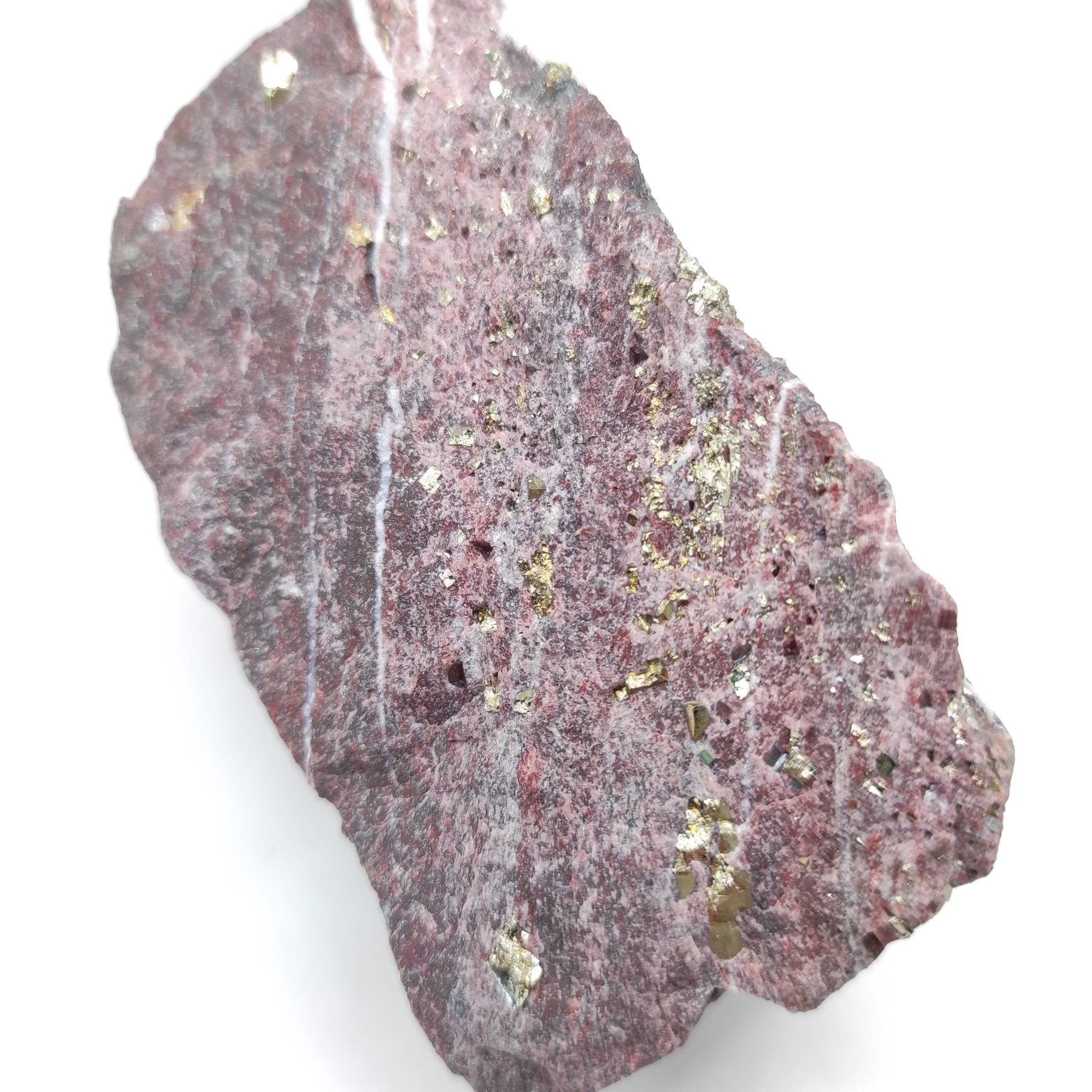 Exclusive Find! 495g Pyrite and Molybdenite in Red Quartzite - Sherbrooke, Quebec, Canada - Quartz Crystal Cluster Specimen - Rare Mineral