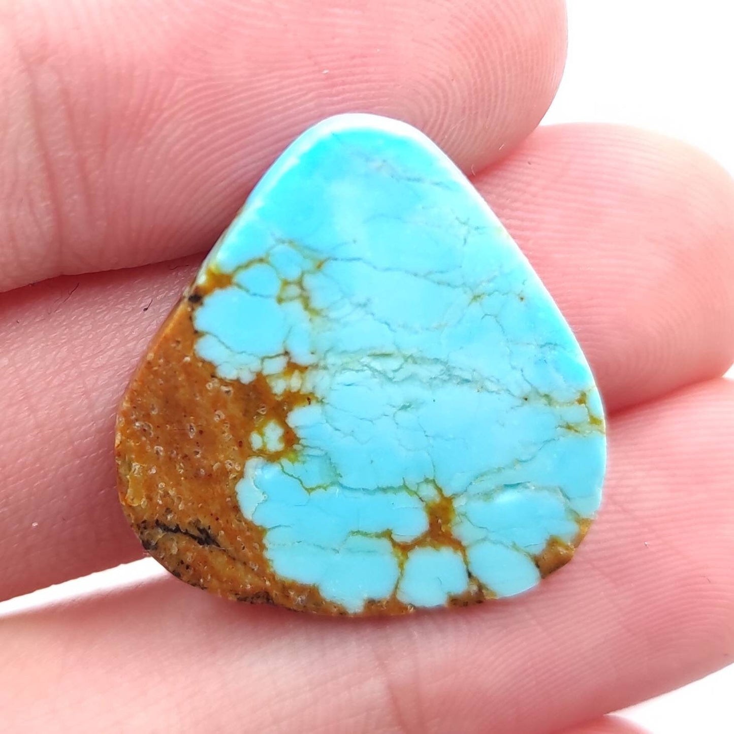 13ct Genuine Turquoise from Kingman Mine in Arizona - Real Blue Turquoise - Stabilized Turquoise Cabochon - No Dye - Natural Turquoise Gem